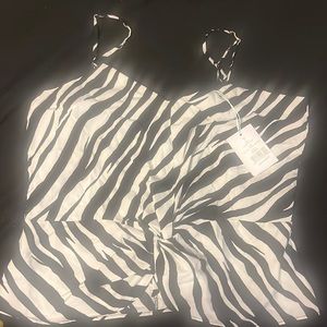 Walter Baker Choate Black White Zebra Print Top NWT